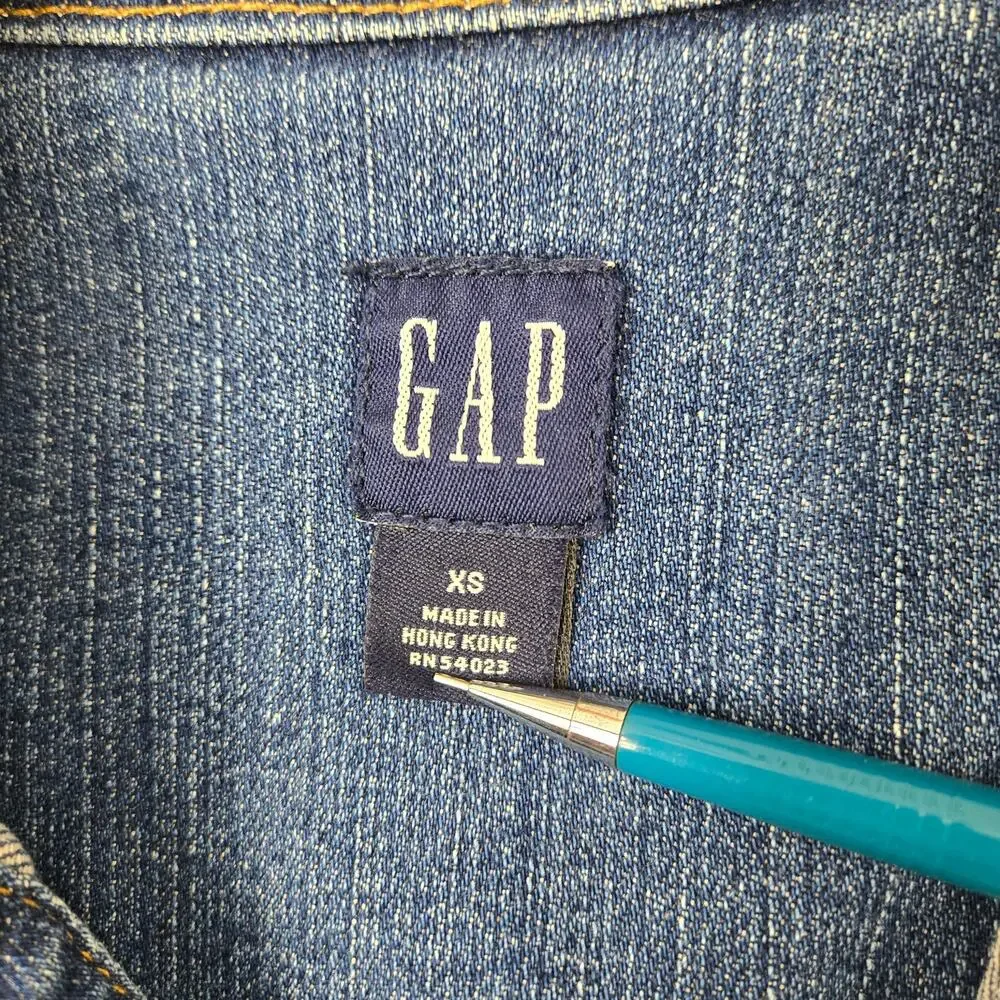 Vintage GAP Women's Denim Jacket Trucker Jean Spring 2004 Stretch size XS - Picture 7 of 13